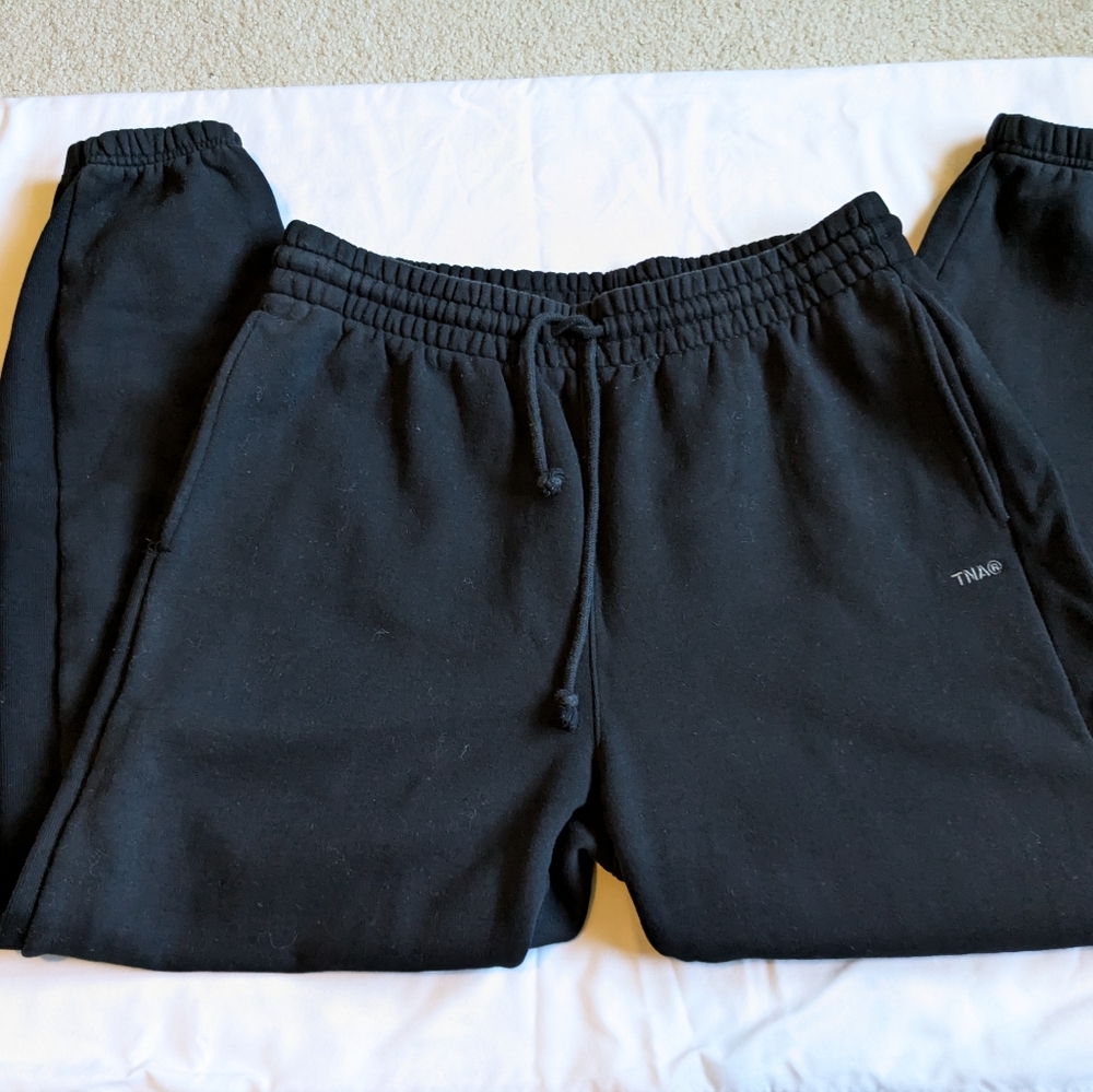 Aritzia TNA Cozy Fleece Boyfriend Sweatpants Black Large
